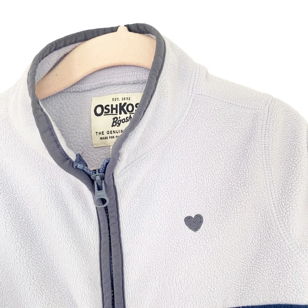 OshKosh B'gosh Kid Toddler Girl's Full Zip Fleece Jacket Blue Purple Heart 3T
